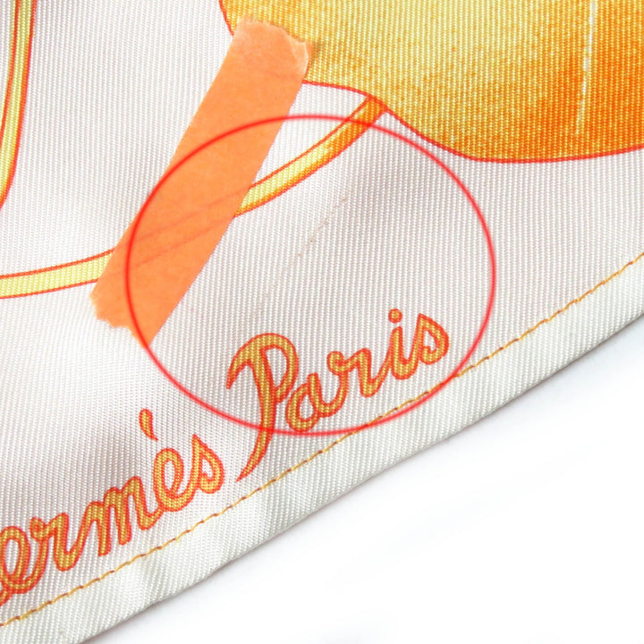 良品△HERMES エルメス ヴィンテージ マルジェラ期 Les Capucines 金蓮花 シルク100％ 長袖シャツ オレンジ系 38 フランス製 レディース