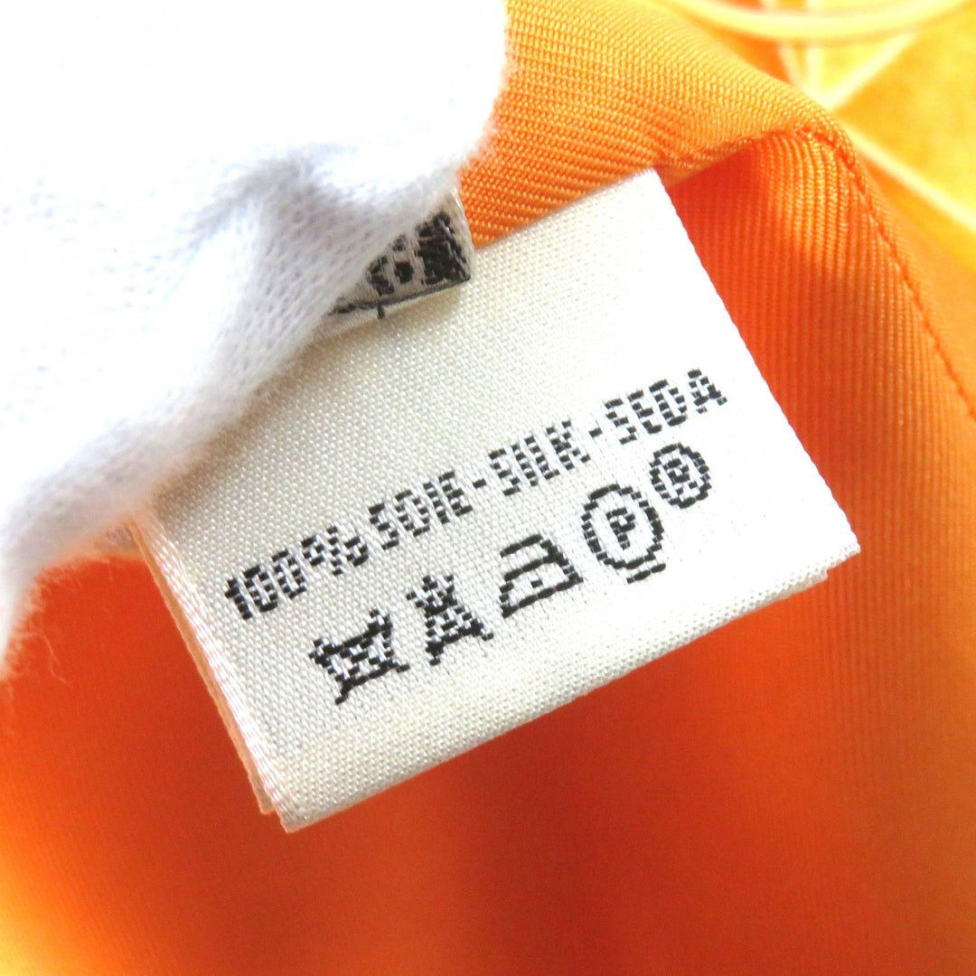 良品△HERMES エルメス ヴィンテージ マルジェラ期 Les Capucines 金蓮花 シルク100％ 長袖シャツ オレンジ系 38 フランス製 レディース