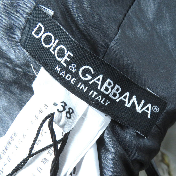 未使用品△DOLCE&amp;GABBANA ドルチェ＆ガッバーナ シルク60% 黒タグ ビジューボタン エンブロイダリー ワンピース 38 正規品 定価1016400円