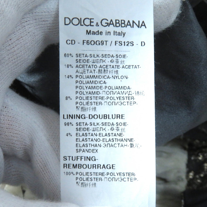 未使用品△DOLCE&amp;GABBANA ドルチェ＆ガッバーナ シルク60% 黒タグ ビジューボタン エンブロイダリー ワンピース 38 正規品 定価1016400円