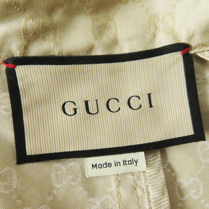 極美品◎GUCCI グッチ 2024年製 771441 GG柄 ベルト付き ワイドスリーブ オーバーシルエット ロング シングルトレンチコート ベージュ 40