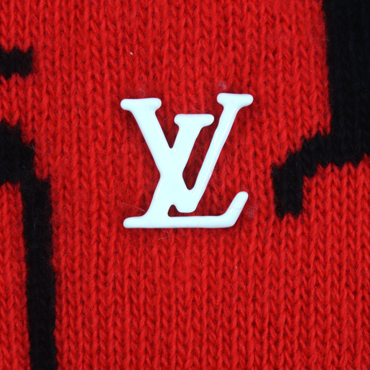 極美品▼LOUIS VUITTON ルイヴィトン 23SS HON63W LVパズル ウール ロゴ金具 クルーネック ジャガードニット セーター M 正規品 メンズ