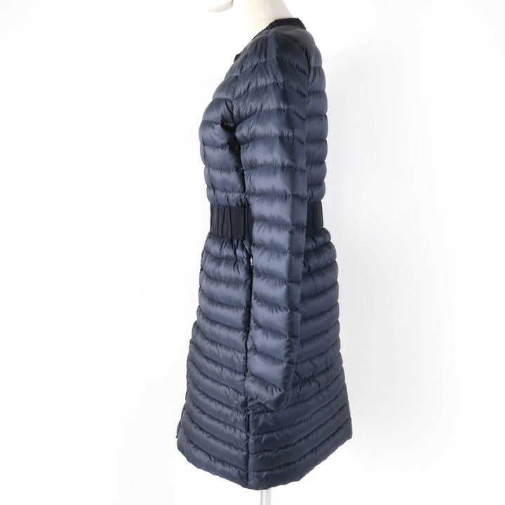美品☆MONCLER モンクレール HODENITE ZIP UP ライトダウンコート ノーカラー ダウンコート ネイビー 1 レディース