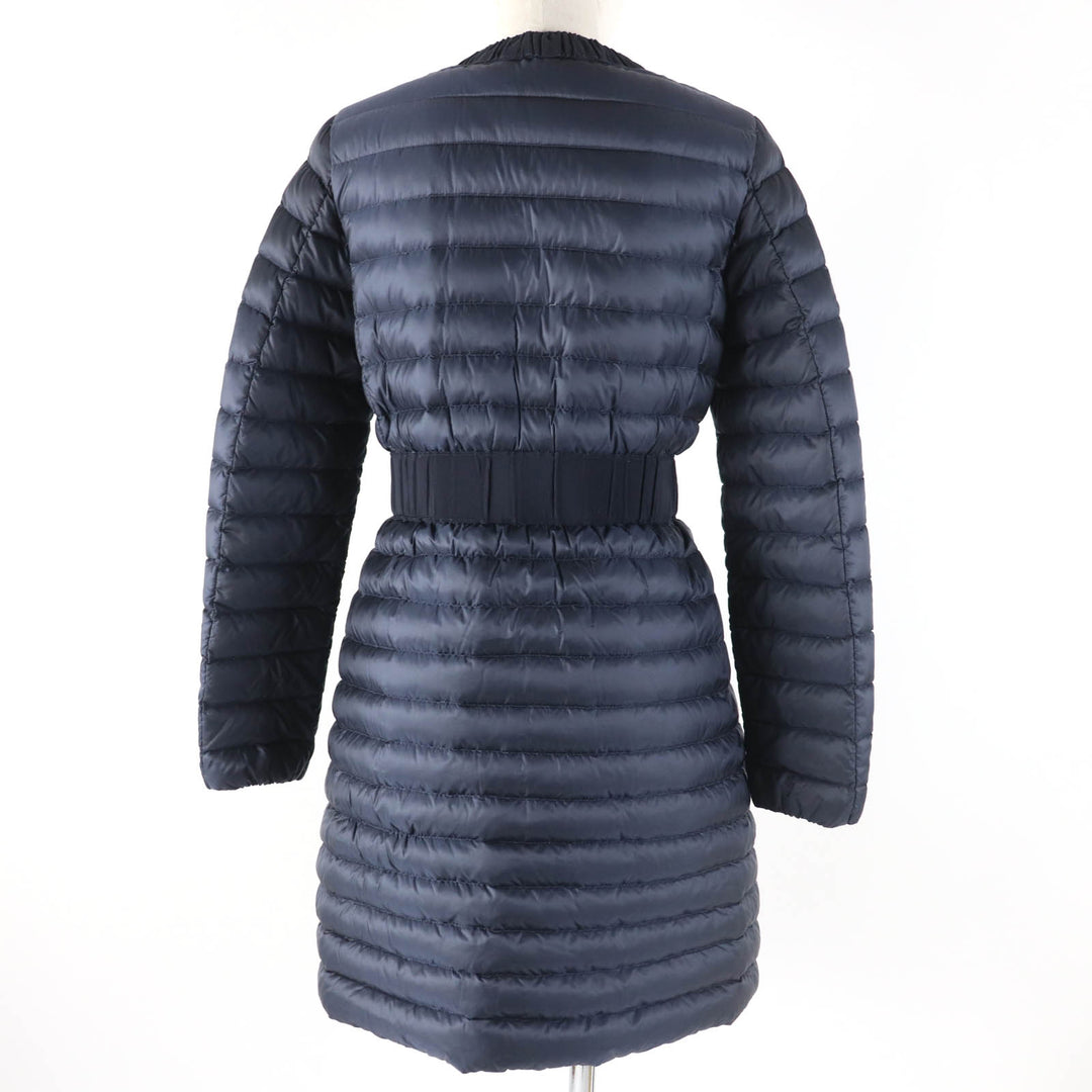 美品☆MONCLER モンクレール HODENITE ZIP UP ライトダウンコート ノーカラー ダウンコート ネイビー 1 レディース