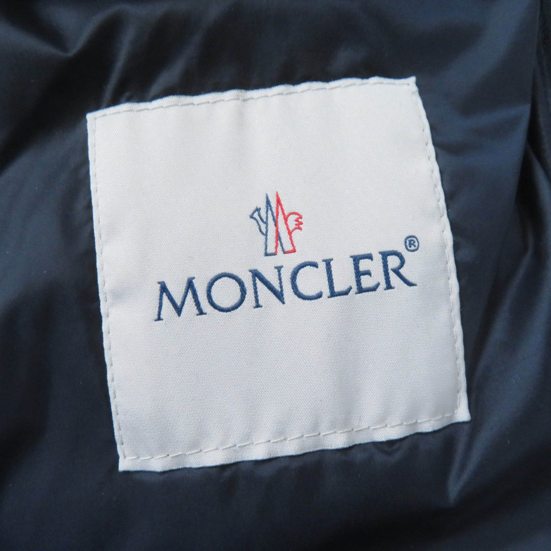 美品☆MONCLER モンクレール HODENITE ZIP UP ライトダウンコート ノーカラー ダウンコート ネイビー 1 レディース
