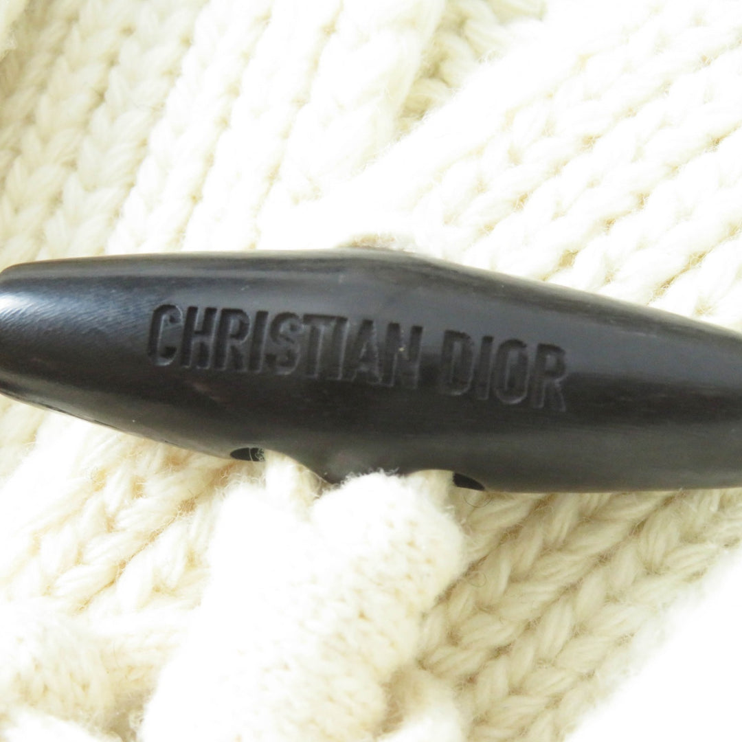 極美品◎Christian Dior クリスチャンディオール 21AW 144M01AM318 カシミヤ混 ロゴトグルボタン セーラーカラー ニットコート 38 正規品