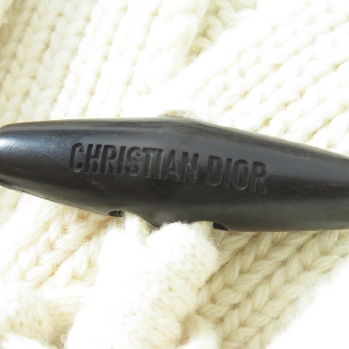 極美品◎Christian Dior クリスチャンディオール 21AW 144M01AM318 カシミヤ混 ロゴトグルボタン セーラーカラー ニットコート 38 正規品