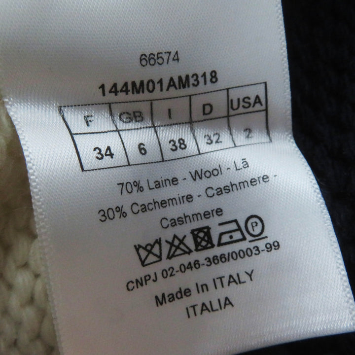 極美品◎Christian Dior クリスチャンディオール 21AW 144M01AM318 カシミヤ混 ロゴトグルボタン セーラーカラー ニットコート 38 正規品