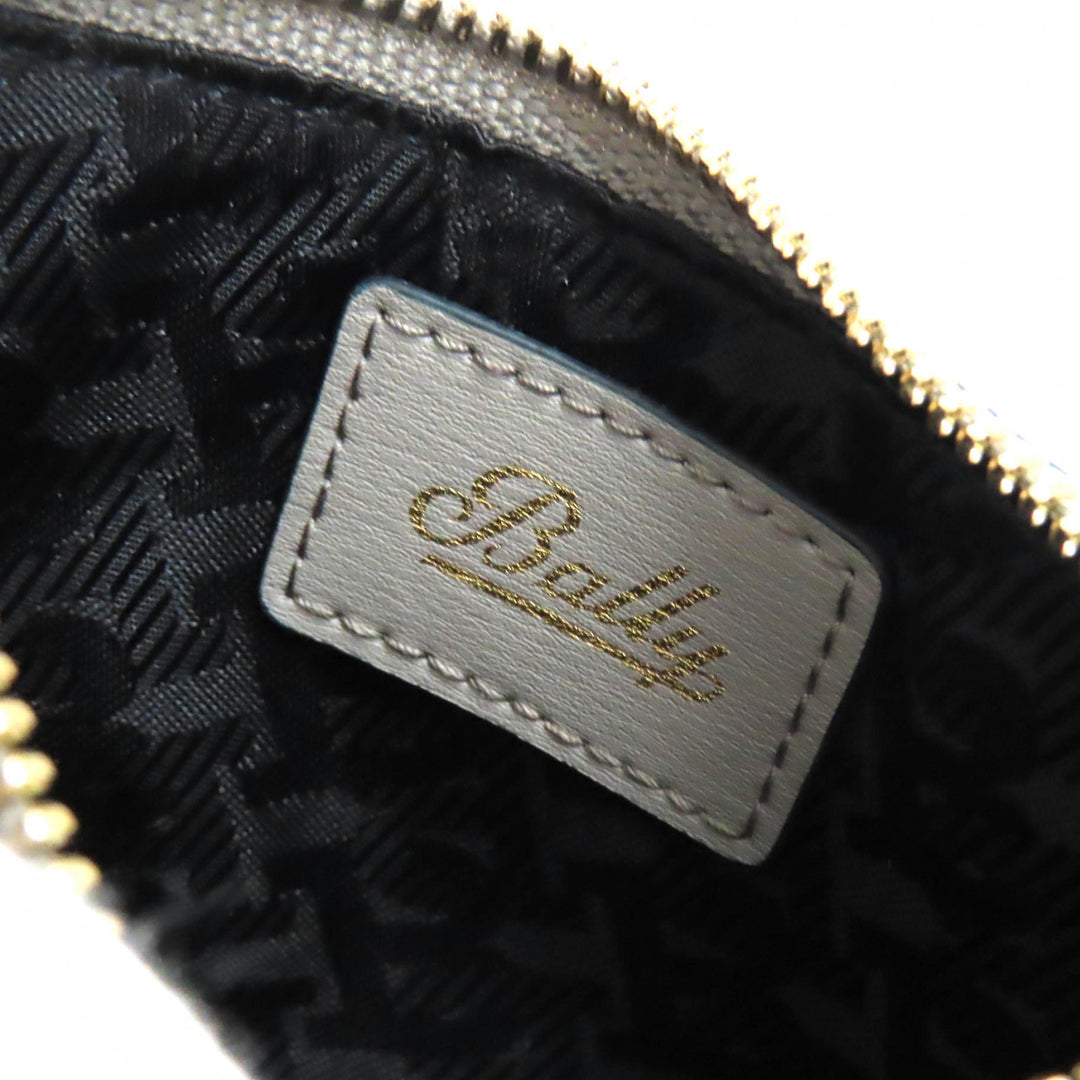 未使用品△BALLY バリー ロゴ金具ジップ レザー パスケース フラグメントケース 小銭入れ コインケース グレー レディース オススメ◎