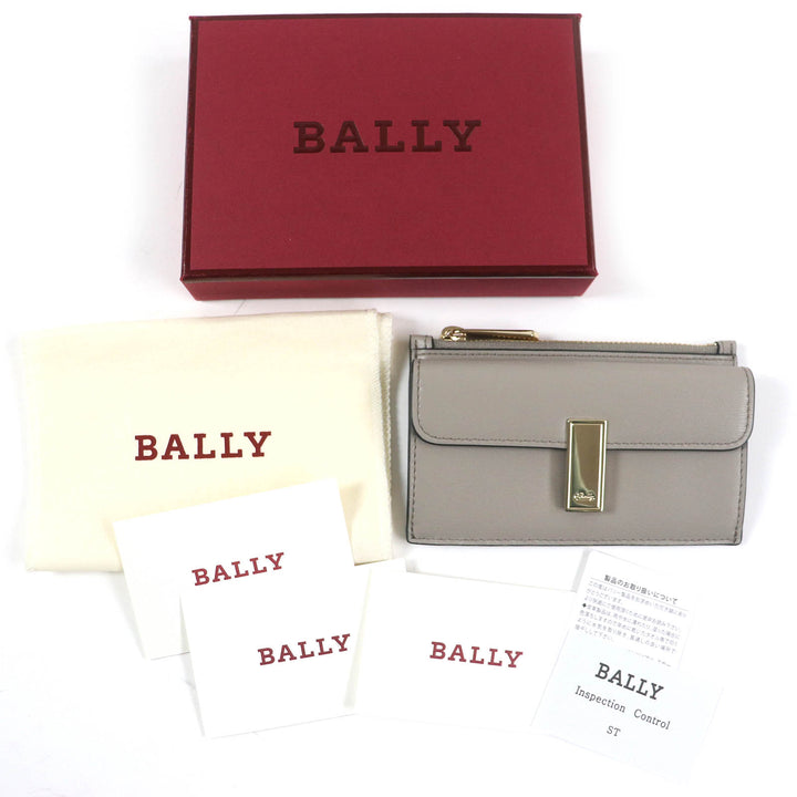 未使用品△BALLY バリー ロゴ金具ジップ レザー パスケース フラグメントケース 小銭入れ コインケース グレー レディース オススメ◎