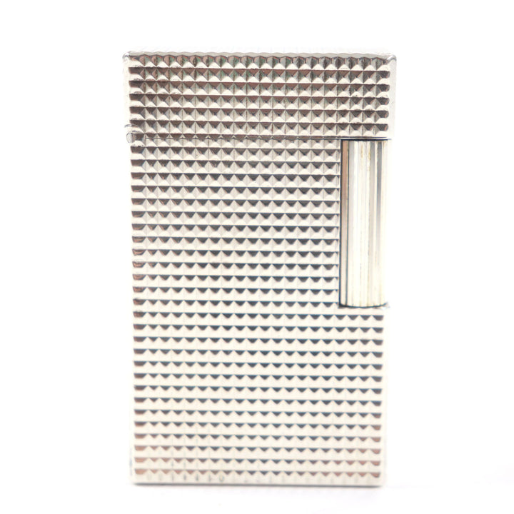 美品▼Dupont デュポン ライン1 ロング ダイヤモンドヘッド スクエア ローラー式 ガスライター シルバー フランス製 メンズ 着火確認済