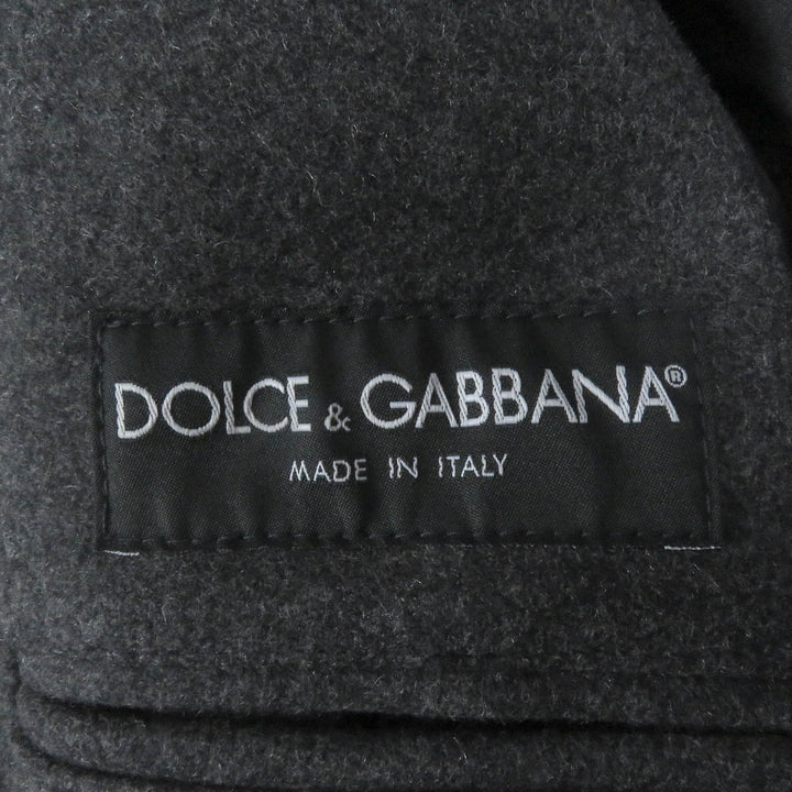 極美品□DOLCE&amp;GABBANA ドルチェ＆ガッバーナ ROYAL 黒タグ 裏シルク ベルト付き ファーフーデッド ウールコート 46 イタリア製 正規品