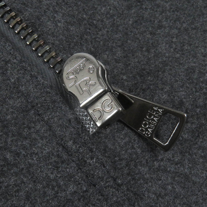 極美品□DOLCE&amp;GABBANA ドルチェ＆ガッバーナ ROYAL 黒タグ 裏シルク ベルト付き ファーフーデッド ウールコート 46 イタリア製 正規品