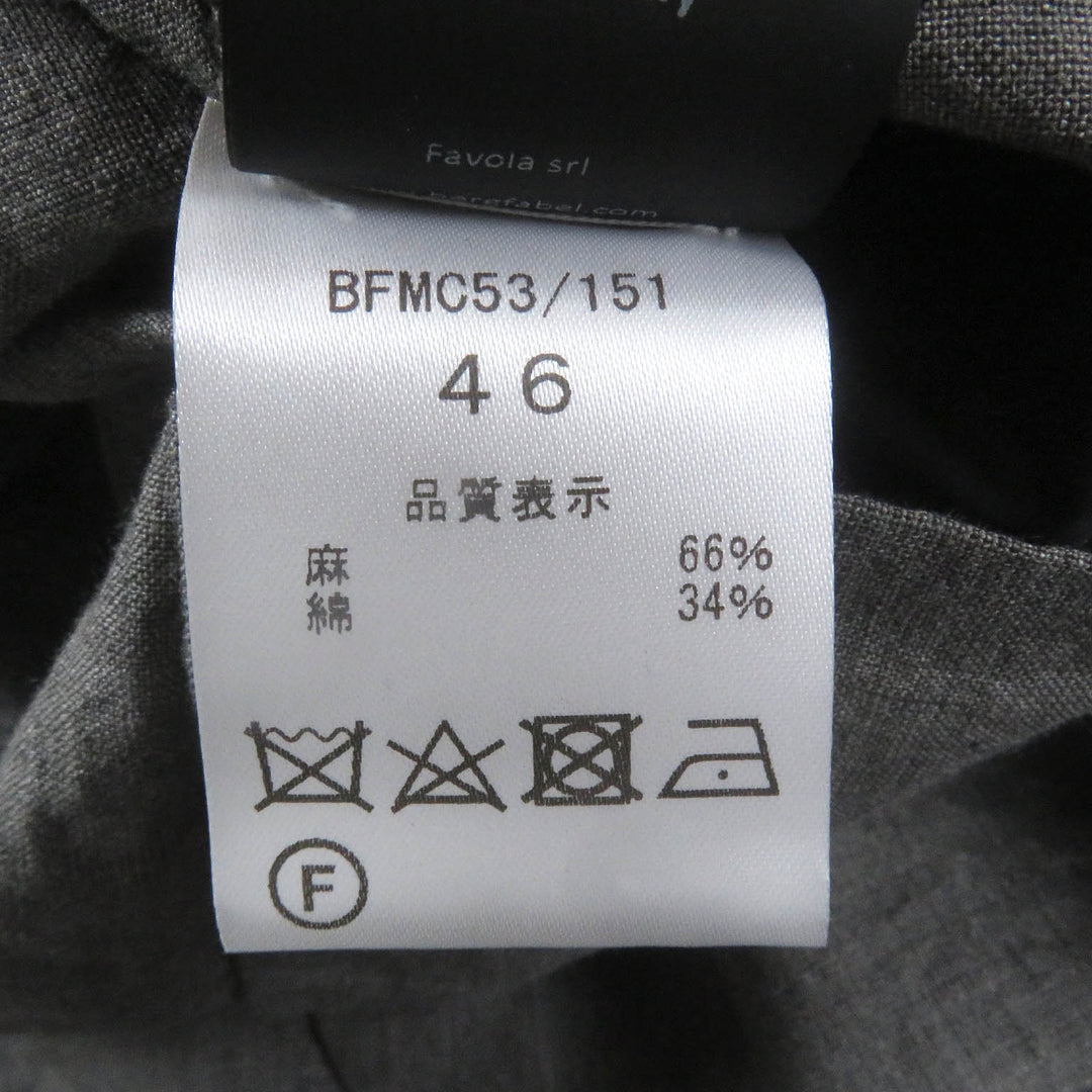 未使用品□Bergfabel バーグファベル リネン コットン 薄手 ロング サマーコート チェスターコート グレー 46 イタリア製 正規品 メンズ