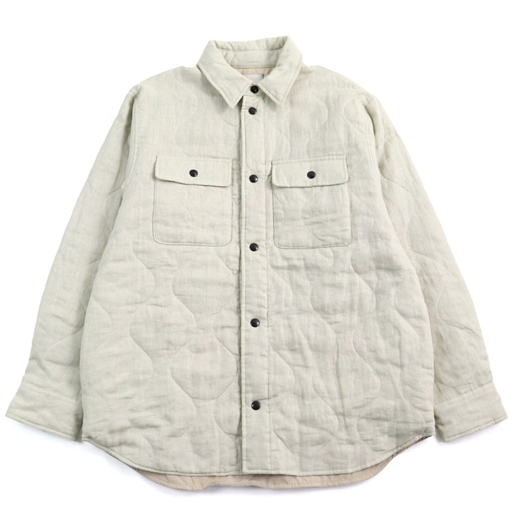 未使用品○BackSideClub バックサイドクラブ バックロゴプリント キルティングシャツジャケット ベージュ L 伊製 メンズ 定価79200円