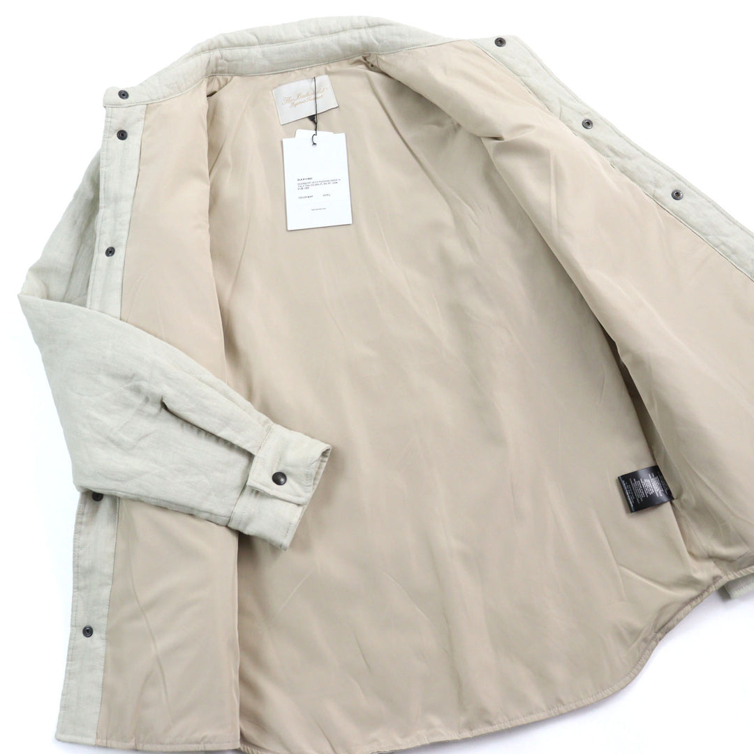 未使用品○BackSideClub バックサイドクラブ バックロゴプリント キルティングシャツジャケット ベージュ L 伊製 メンズ 定価79200円