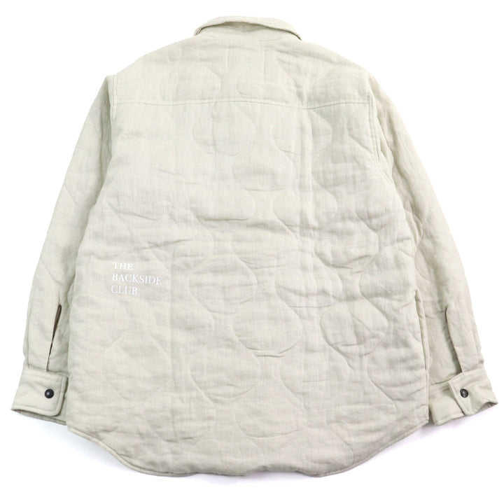 未使用品○BackSideClub バックサイドクラブ バックロゴプリント キルティングシャツジャケット ベージュ L 伊製 メンズ 定価79200円