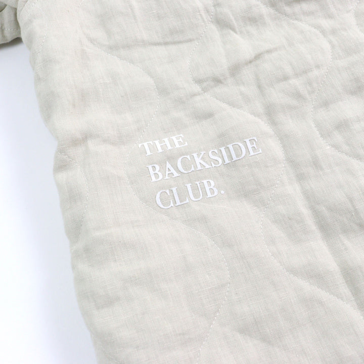 未使用品○BackSideClub バックサイドクラブ バックロゴプリント キルティングシャツジャケット ベージュ L 伊製 メンズ 定価79200円
