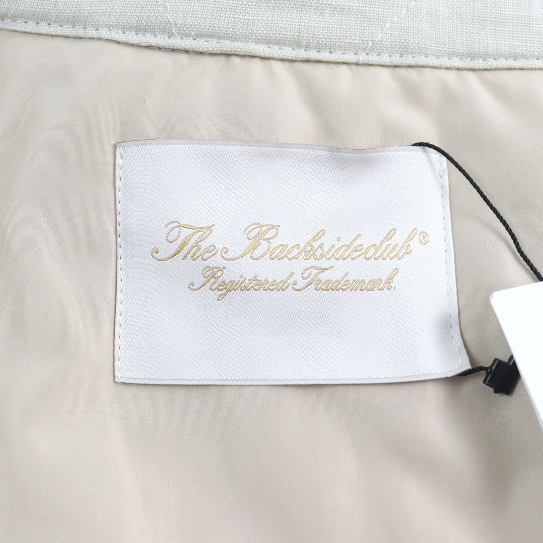 未使用品○BackSideClub バックサイドクラブ バックロゴプリント キルティングシャツジャケット ベージュ L 伊製 メンズ 定価79200円