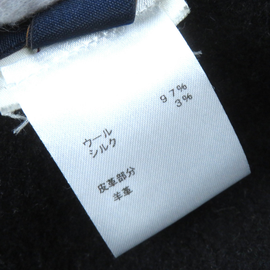 美品△LOUIS VUITTON ルイヴィトン ウール シルク グラフィック LVジャカード パイピングラム ZIP UP ポンチョ 黒 ボルドー 34 正規品