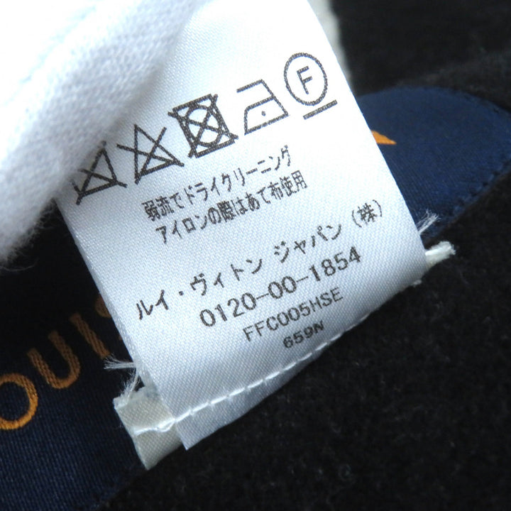 美品△LOUIS VUITTON ルイヴィトン ウール シルク グラフィック LVジャカード パイピングラム ZIP UP ポンチョ 黒 ボルドー 34 正規品