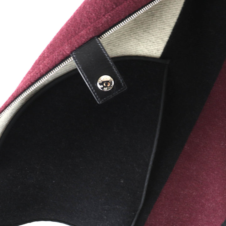 美品△LOUIS VUITTON ルイヴィトン ウール シルク グラフィック LVジャカード パイピングラム ZIP UP ポンチョ 黒 ボルドー 34 正規品