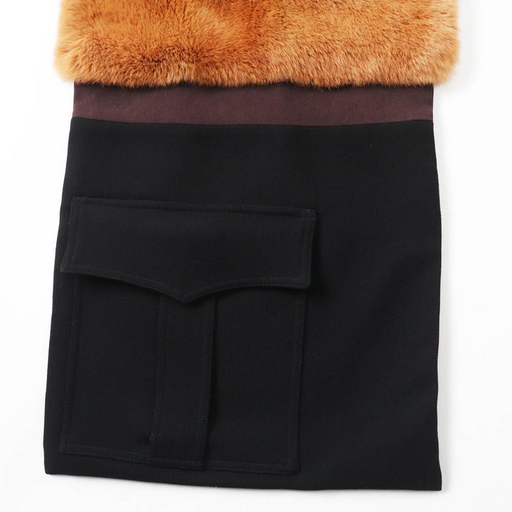 極美品◎MARNI マルニ ウール ラビット ポケット付き マフラー／ストール ブラウン ブラック イタリア製 正規品 レディース