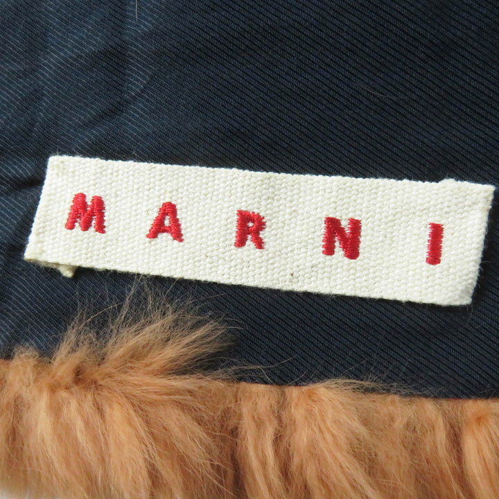 極美品◎MARNI マルニ ウール ラビット ポケット付き マフラー／ストール ブラウン ブラック イタリア製 正規品 レディース