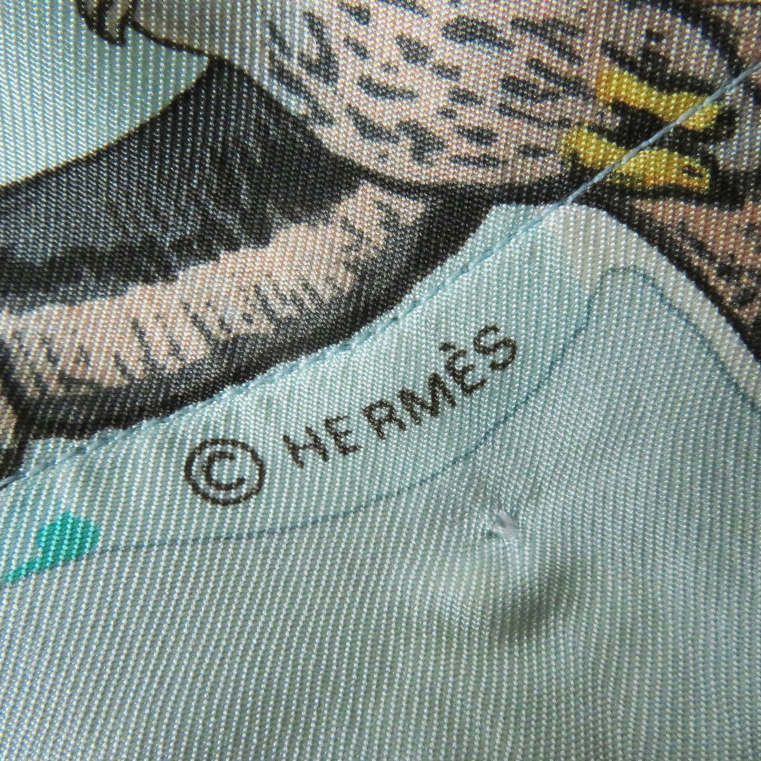 美品◎HERMES エルメス ヴィンテージ La Vie Precieuse de la Mediterranee 地中海の貴重な命 シルクHボタン 半袖ツイルレーヌトップス M