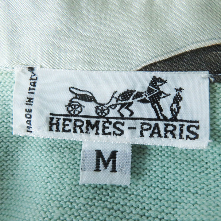 美品◎HERMES エルメス ヴィンテージ La Vie Precieuse de la Mediterranee 地中海の貴重な命 シルクHボタン 半袖ツイルレーヌトップス M