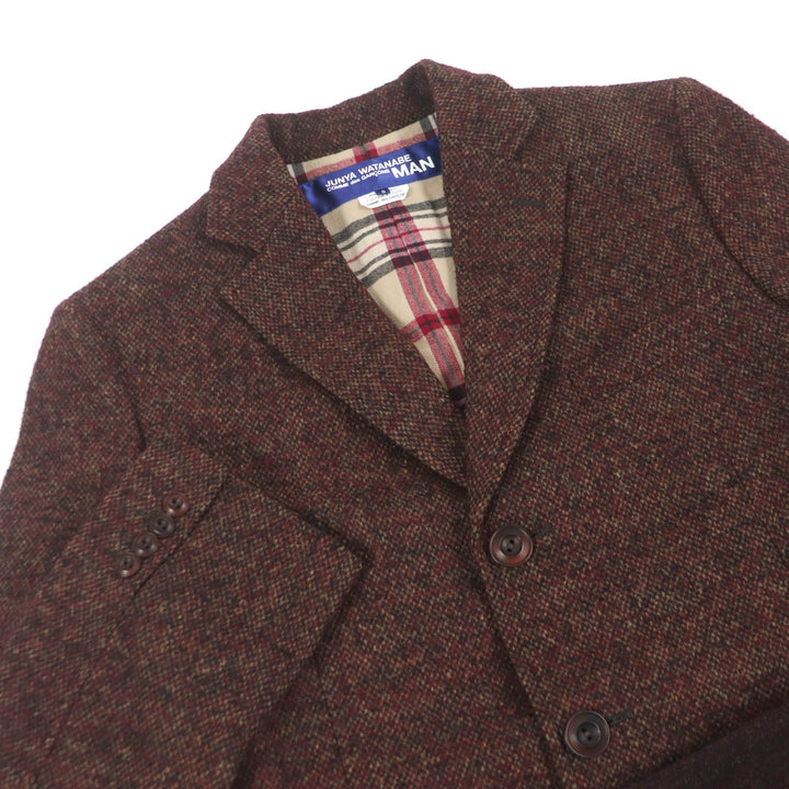 極美品□JUNYA WATANABE MAN COMME des GARCONS ジュンヤワタナベ マン コムデギャルソン WF-C012 素材切替 ツイードコート S 正規品