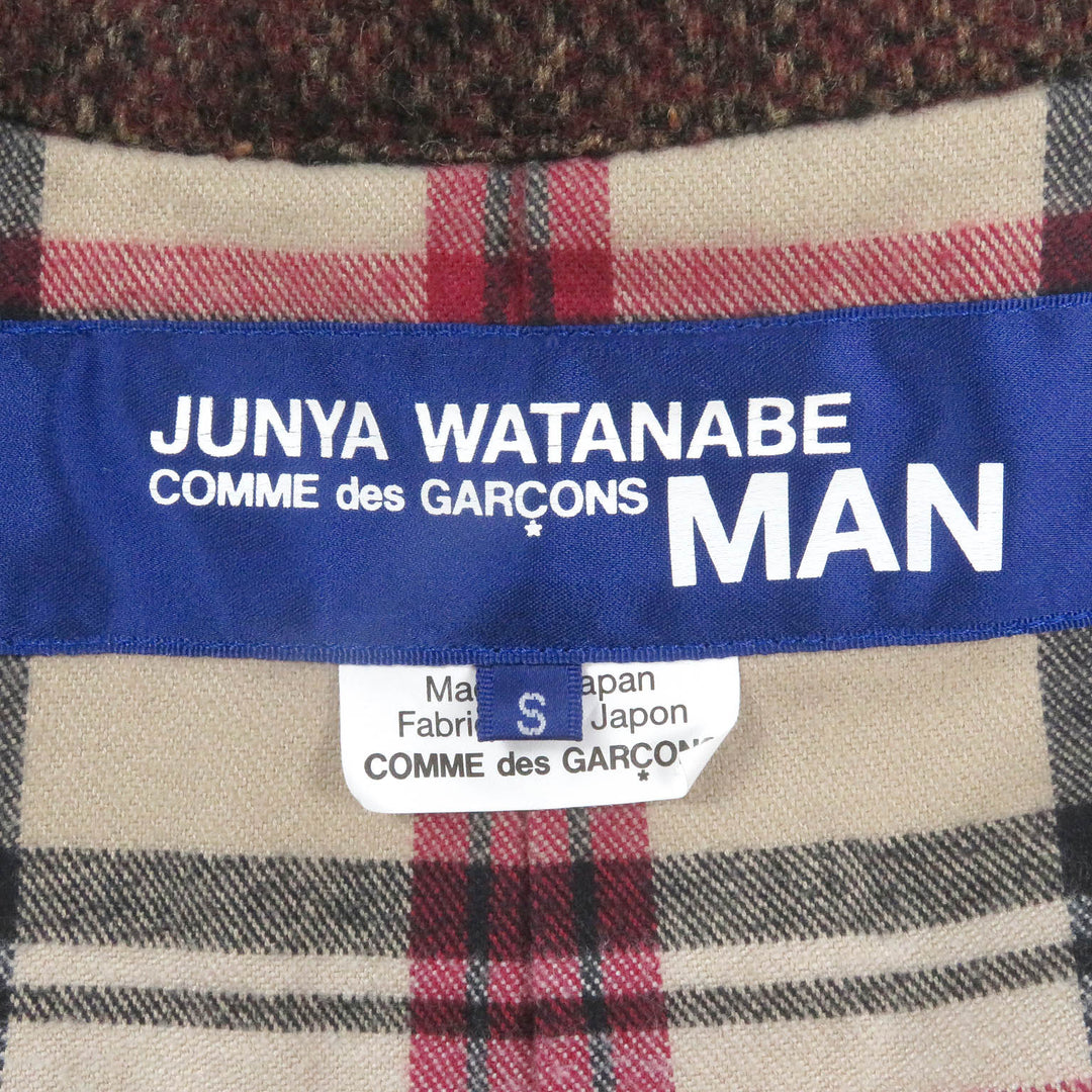 極美品□JUNYA WATANABE MAN COMME des GARCONS ジュンヤワタナベ マン コムデギャルソン WF-C012 素材切替 ツイードコート S 正規品
