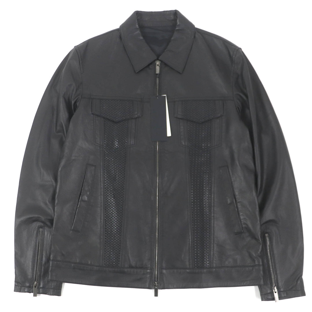 未使用品□JOSEPH ジョセフ 羊革 WZIP シングルライダース ラムレザージャケット ブルゾン ブラック 48 正規品 メンズ 定価187000円