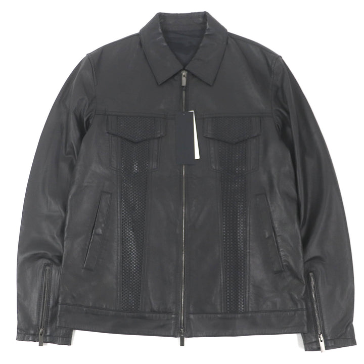未使用品□JOSEPH ジョセフ 羊革 WZIP シングルライダース ラムレザージャケット ブルゾン ブラック 48 正規品 メンズ 定価187000円