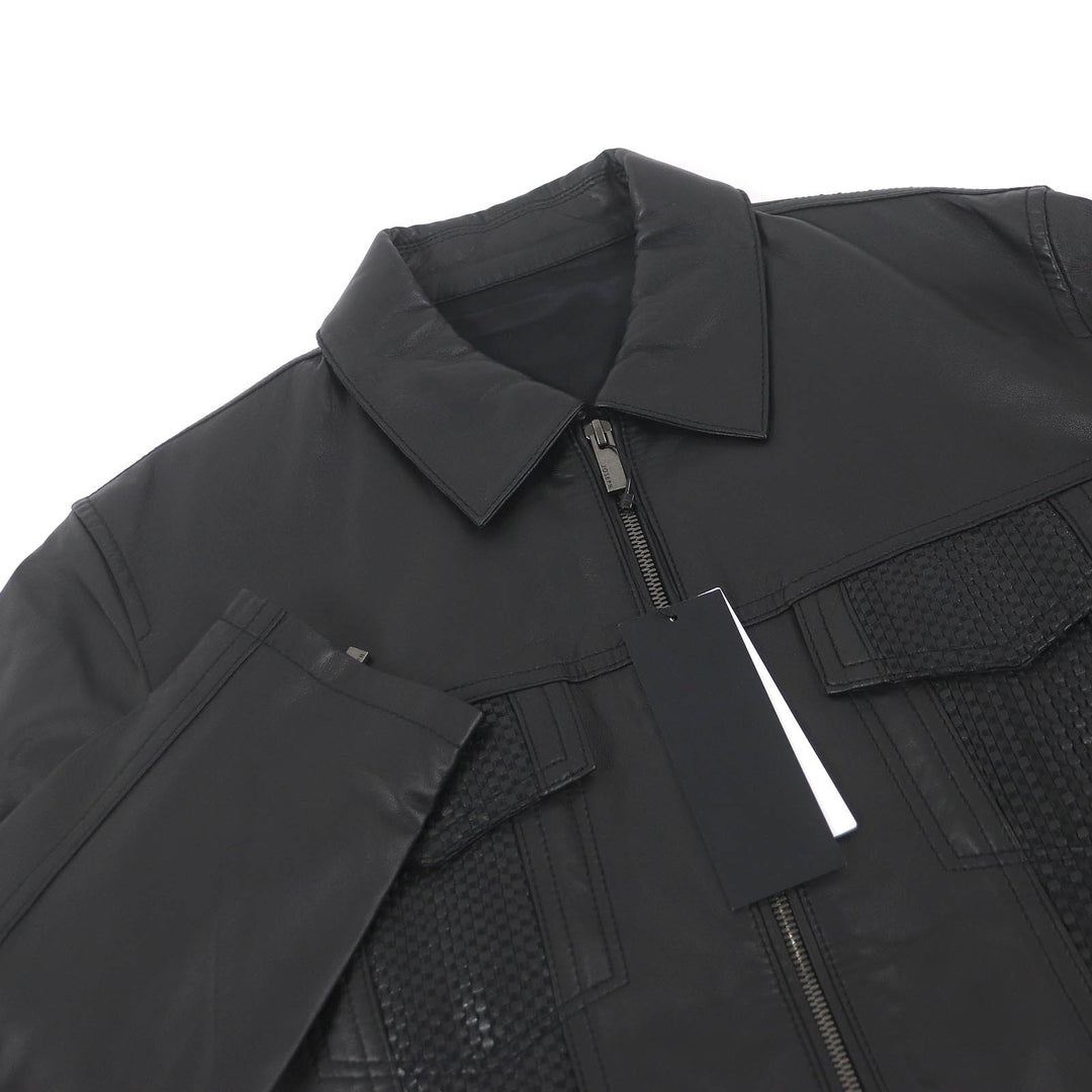 未使用品□JOSEPH ジョセフ 羊革 WZIP シングルライダース ラムレザージャケット ブルゾン ブラック 48 正規品 メンズ 定価187000円
