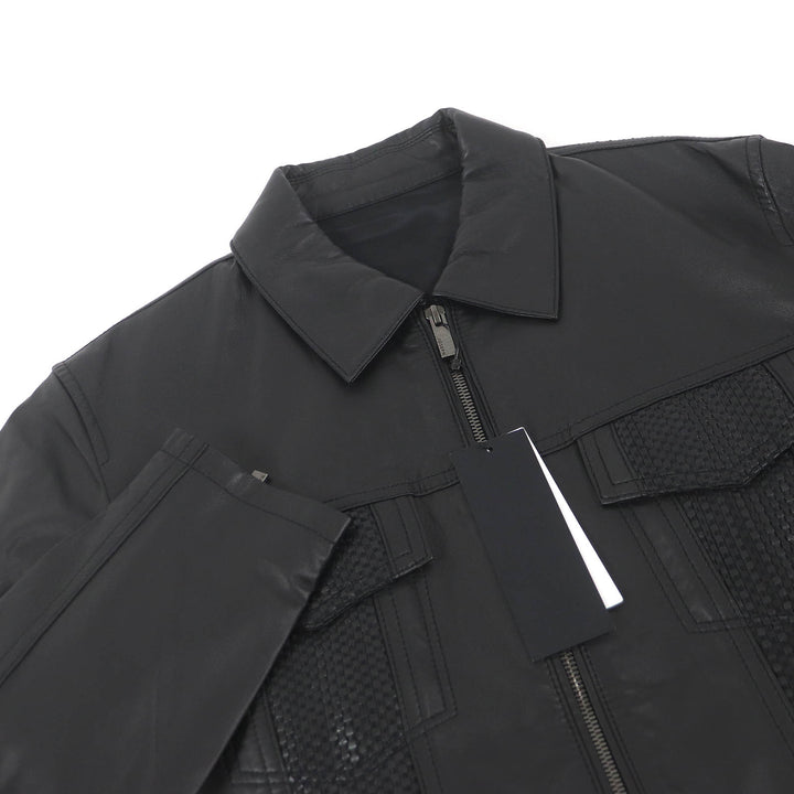 未使用品□JOSEPH ジョセフ 羊革 WZIP シングルライダース ラムレザージャケット ブルゾン ブラック 48 正規品 メンズ 定価187000円