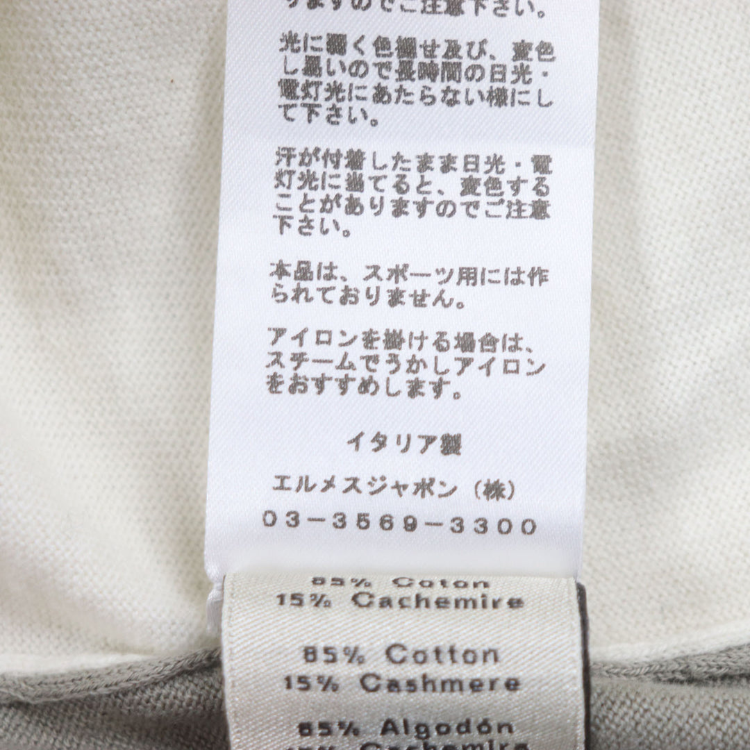 美品▼HERMES エルメス 22SS コットン カシミヤ クルーネック バイカラー ショートスリーブ サーマーニット 半袖ニット XS 正規品 メンズ