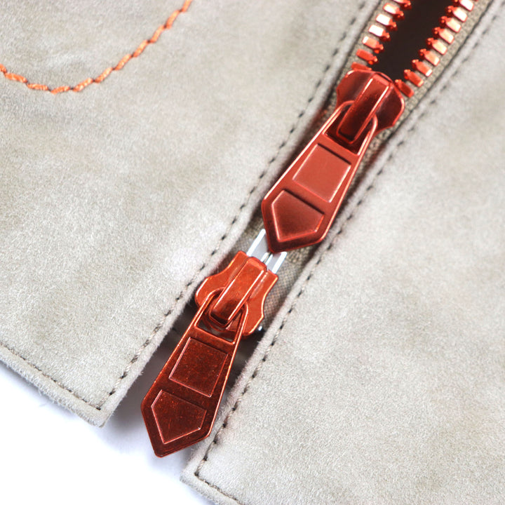 美品▼HERMES エルメス 希少 reindeer skin トナカイ革 ジップアップ フーディ パーカー ジャケット ベージュ オレンジ 44 正規品 メンズ