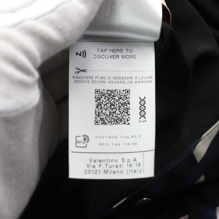 美品○VALENTINO ヴァレンティノ XV3CJE2680R V OPTICAL JACKET ロゴ総柄 オプティカルプリント フーデッド ジャケット 44 正規品 メンズ