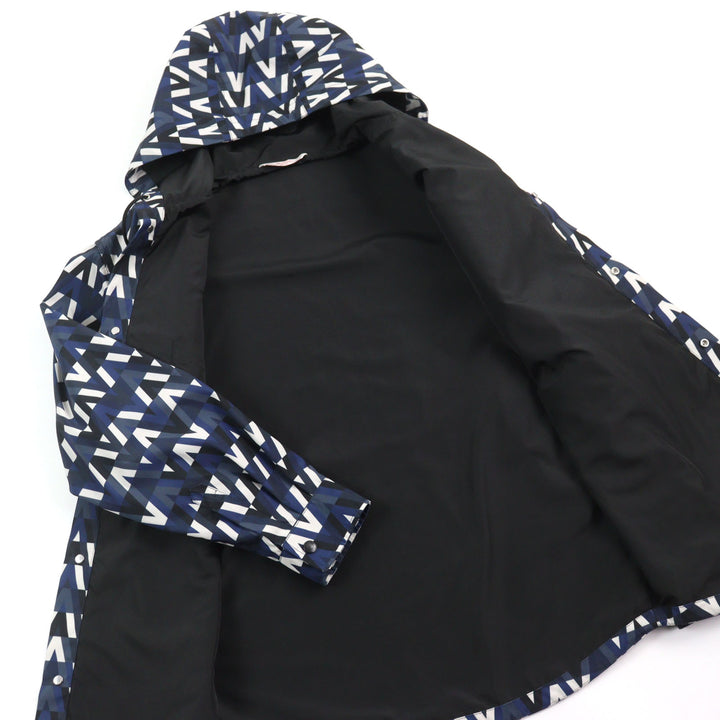 美品○VALENTINO ヴァレンティノ XV3CJE2680R V OPTICAL JACKET ロゴ総柄 オプティカルプリント フーデッド ジャケット 44 正規品 メンズ