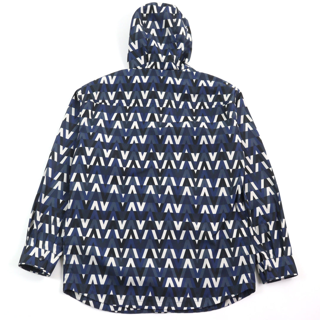美品○VALENTINO ヴァレンティノ XV3CJE2680R V OPTICAL JACKET ロゴ総柄 オプティカルプリント フーデッド ジャケット 44 正規品 メンズ