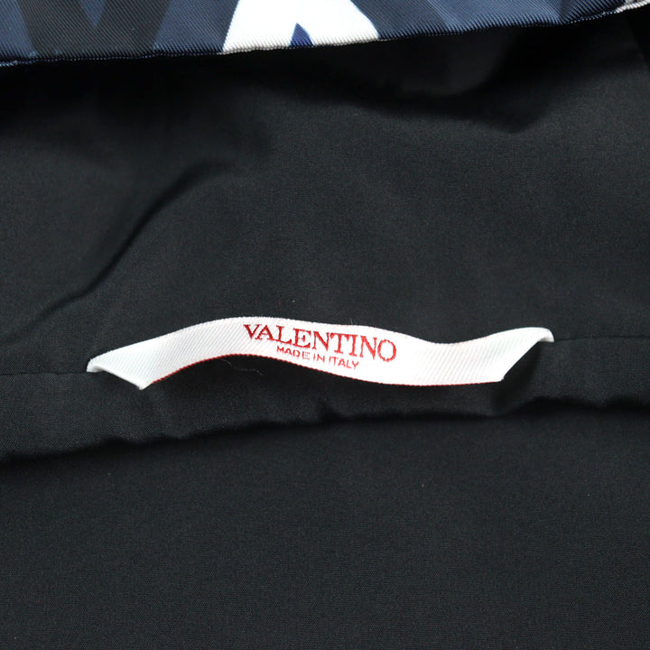 美品○VALENTINO ヴァレンティノ XV3CJE2680R V OPTICAL JACKET ロゴ総柄 オプティカルプリント フーデッド ジャケット 44 正規品 メンズ