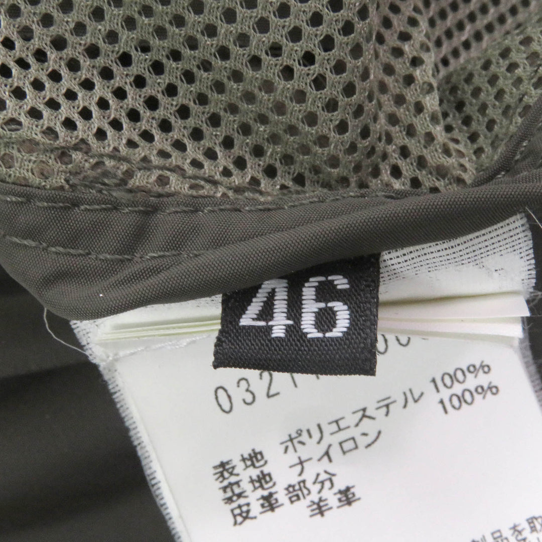 良品□EMMETI エンメティ ナイロン切替 スウェード ラムレザー シングル ライダースジャケット カーキ 46 イタリア製 正規品 メンズ