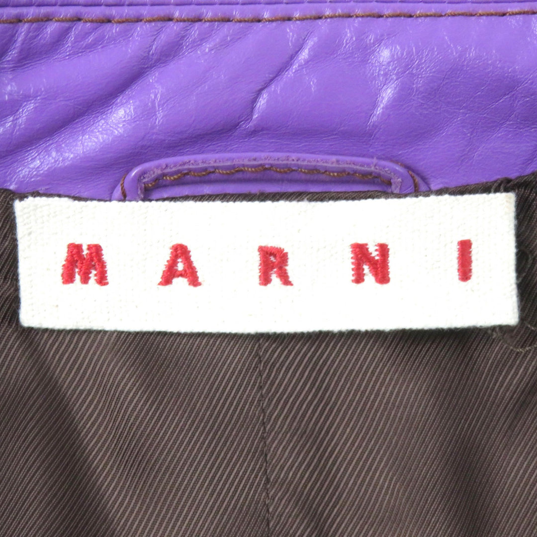 極美品△MARNI マルニ 牛革 カウレザー ダブルブレスト コート パープル 42 イタリア製 正規品 レディース 色鮮やか オススメ◎