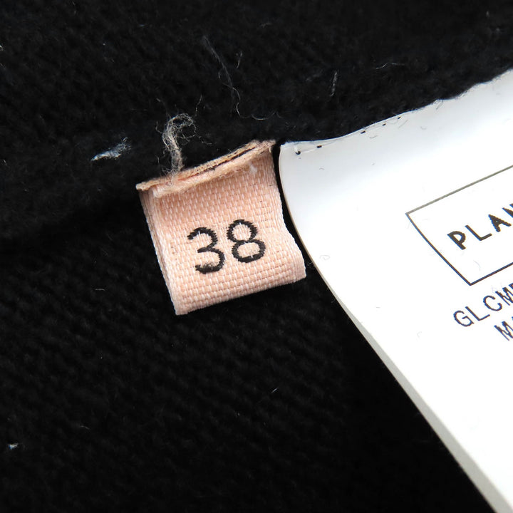 美品△Plan C プランシー GLCME01G00FW009 Rhombus Intarsia ウール カシミヤ ロゴ刺繍 総柄 ニット ベスト 黒 38 伊製 正規品 メンズ