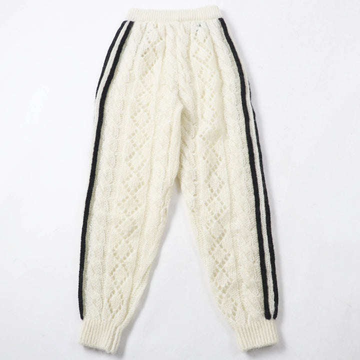 極美品◎GUCCI×adidas グッチ×アディダス 721504 モヘア トレフォイル エンブロイダリー ニット パンツ ホワイト XXS 正規品 レディース
