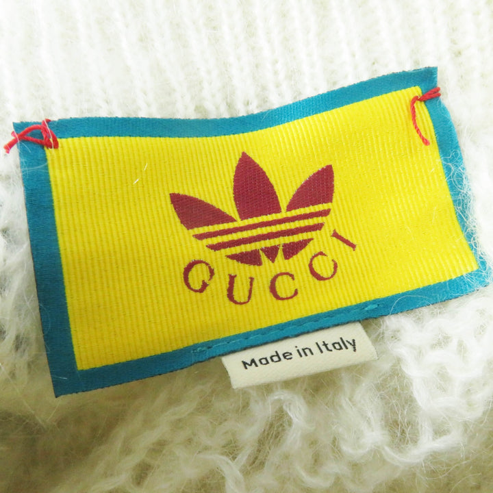 極美品◎GUCCI×adidas グッチ×アディダス 721504 モヘア トレフォイル エンブロイダリー ニット パンツ ホワイト XXS 正規品 レディース