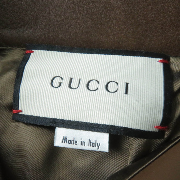 極美品☆GUCCI グッチ 626888 カウスウェード ホースビット シェリーライン レザー フレアスカート ブラウン 36 正規品 レディース