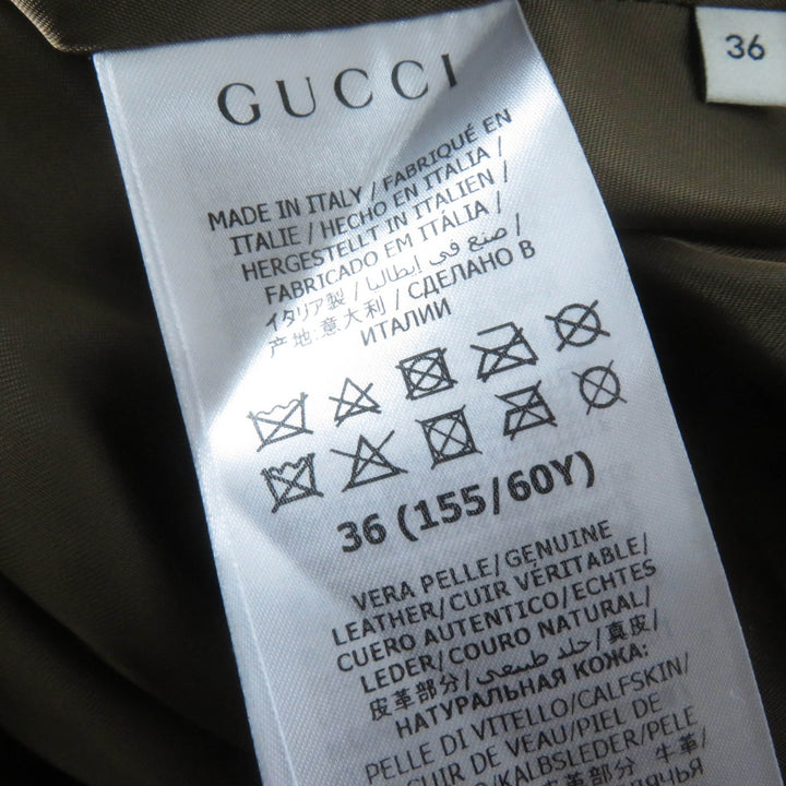 極美品☆GUCCI グッチ 626888 カウスウェード ホースビット シェリーライン レザー フレアスカート ブラウン 36 正規品 レディース
