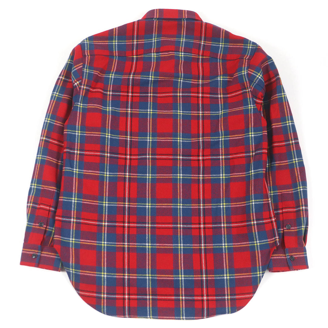 極美品□GUCCI グッチ 720960 ウール スカンクパッチ タータンチェック ロングスリーブ 長袖シャツ レッド 48 イタリア製 正規品 メンズ